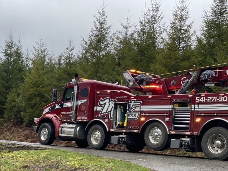 Brandon tractor trailer roll over