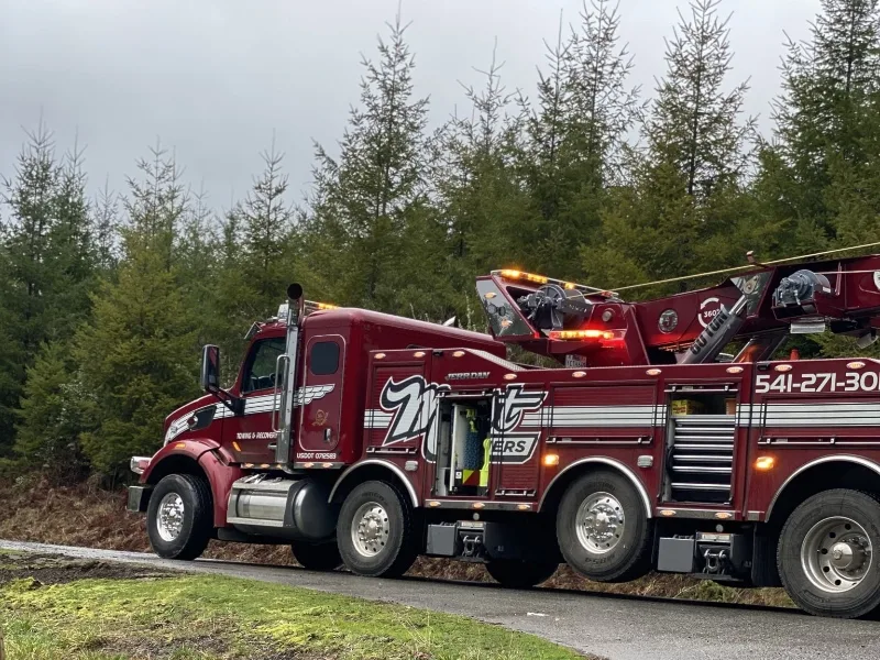 Brandon tractor trailer roll over